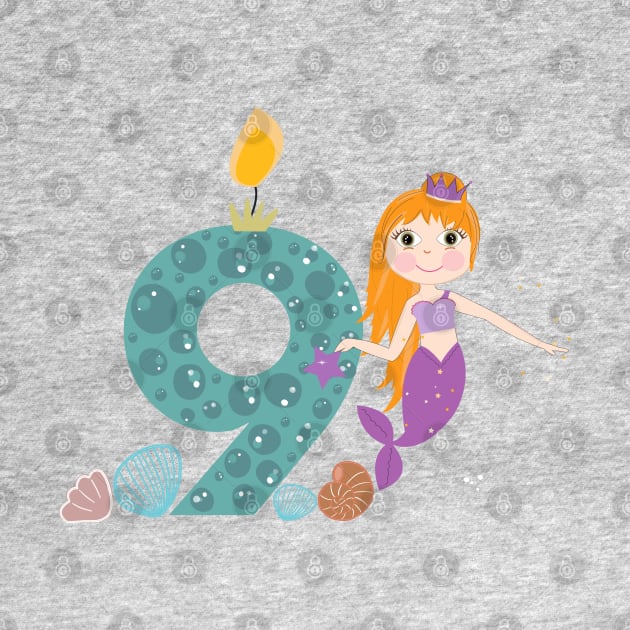 Cute little mermaid nine birthday by GULSENGUNEL